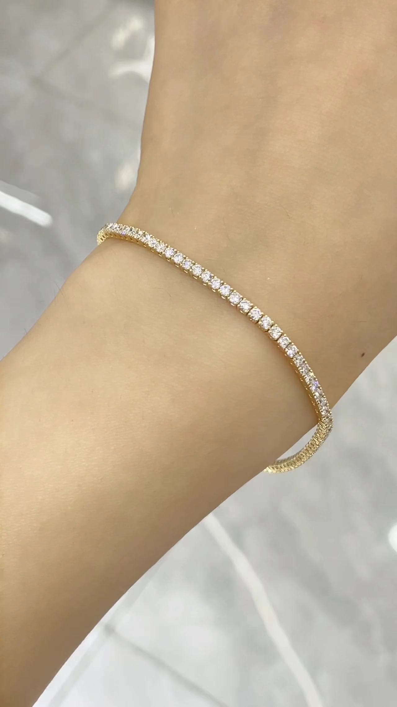 18K 金黃 3 分規格網球手鍊 - 視角 4